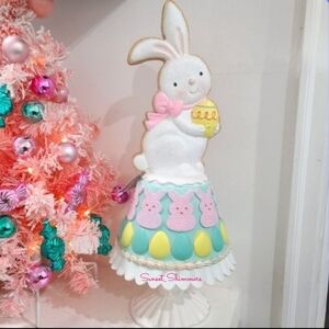 22" Sugared Easter Bunny Cookie ~ Peep Rabbit Style Cake Pedistal Figure Decor